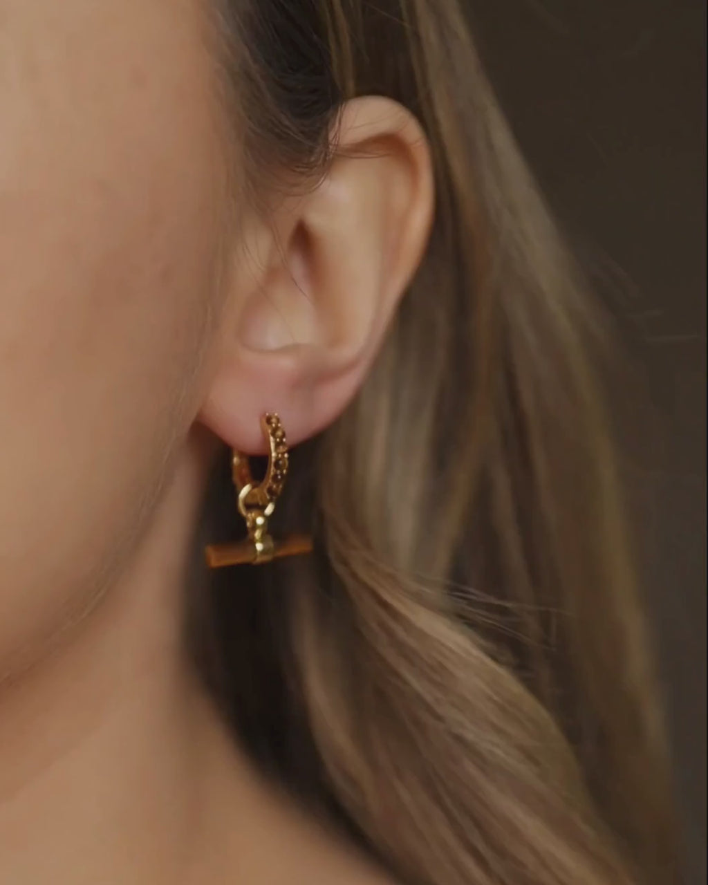 Tiger's Eye T-BAR / DELTA Earring Set
