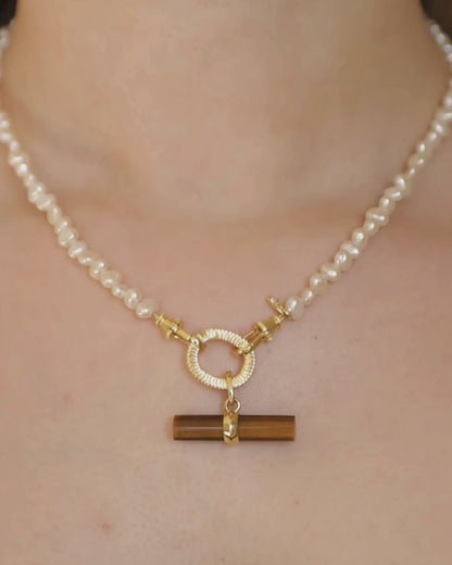 AURA / TIGER'S EYE T BAR Necklace Set