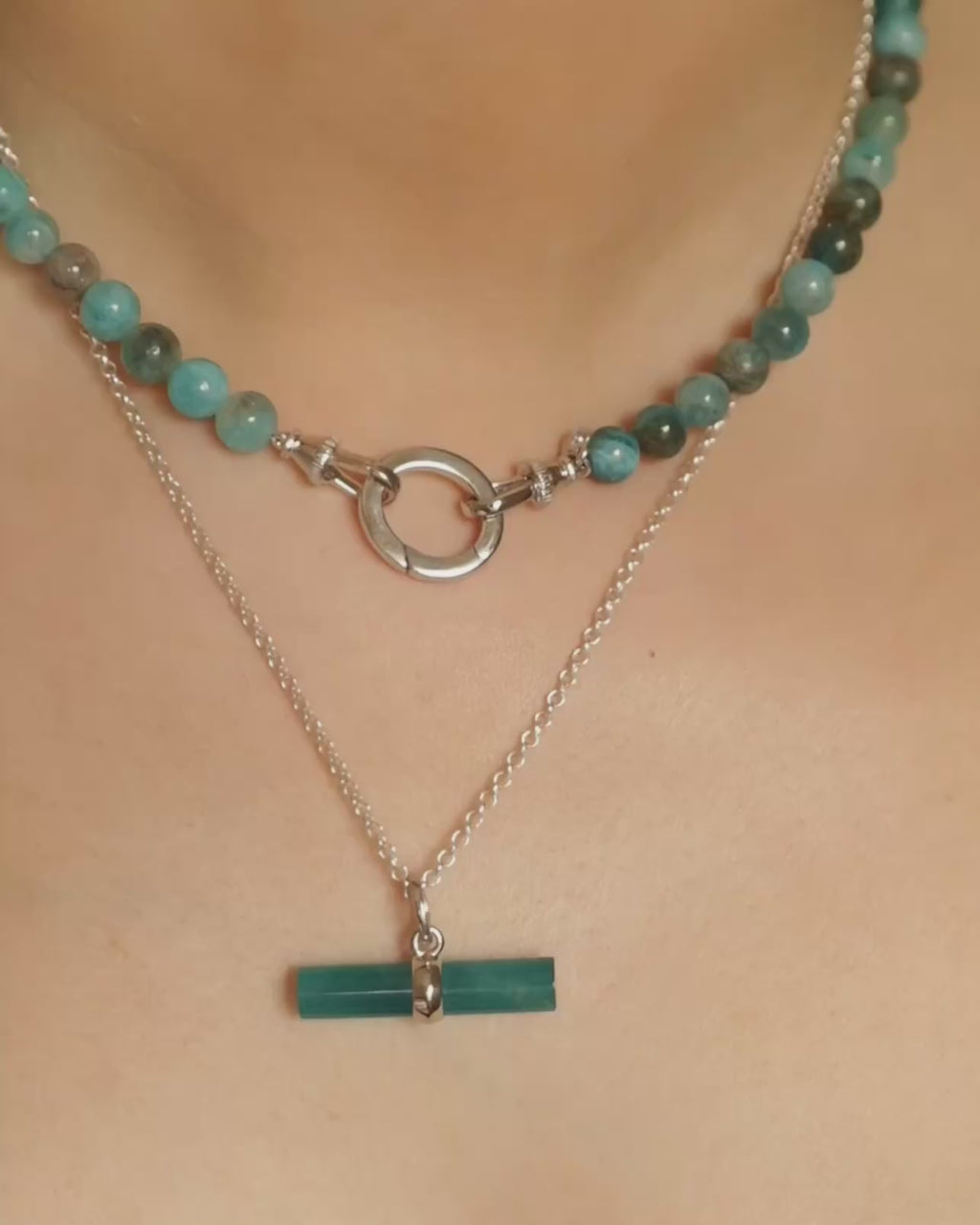 AZURA / TEAL T-BAR / IVY Necklace Set - Silver