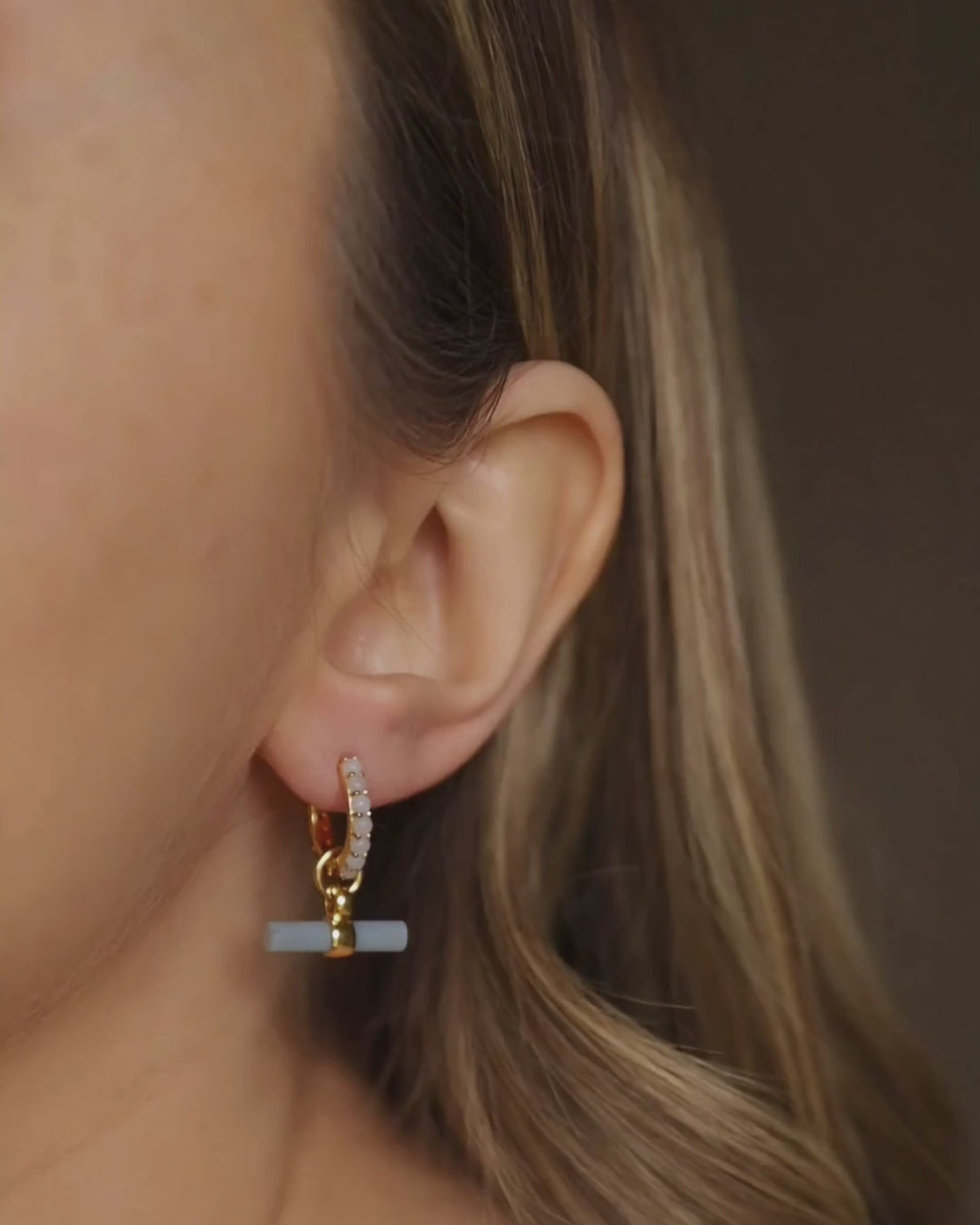 Blue Opal T-BAR / DELTA Earring Set