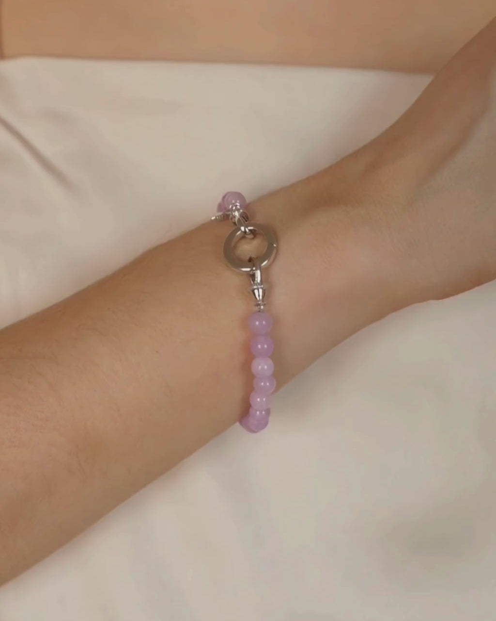 ELISE Jade Beaded Bracelet - Silver