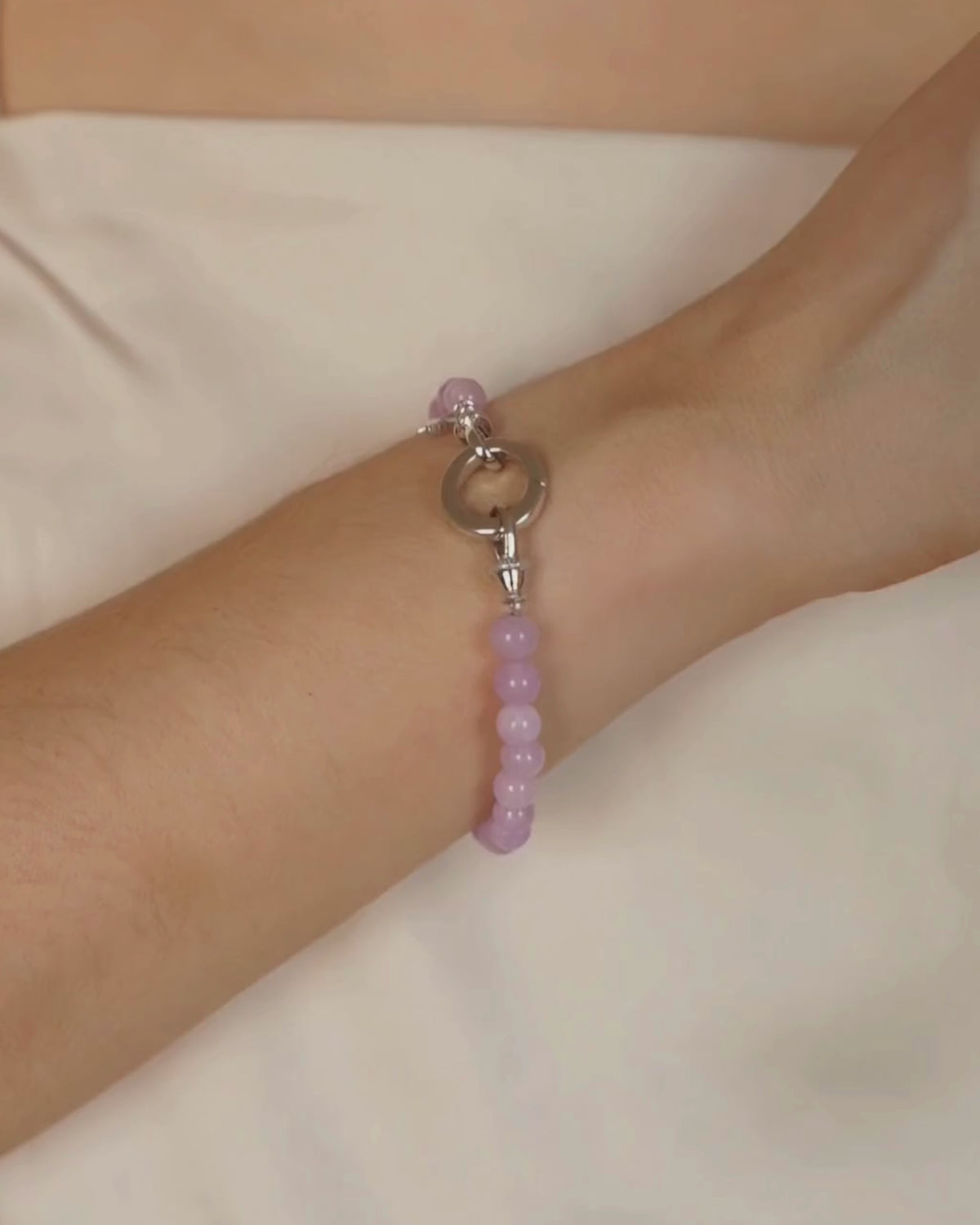 ELISE Jade Beaded Bracelet - Silver