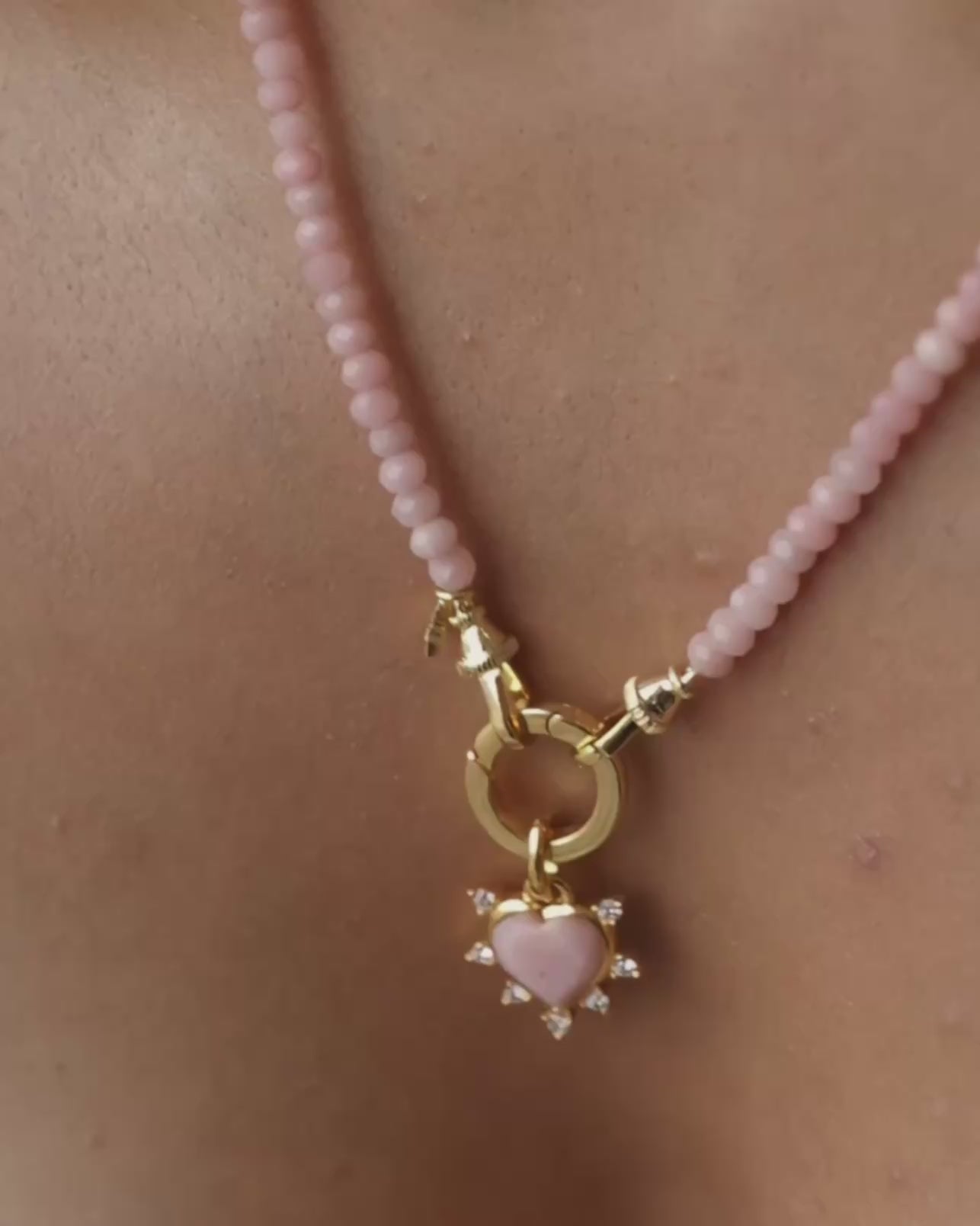 IONA Heart Pendant - Pink Opal