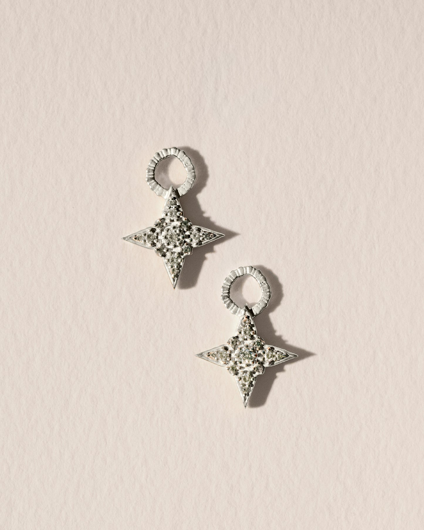 Sterling silver star earring charms set with crystals