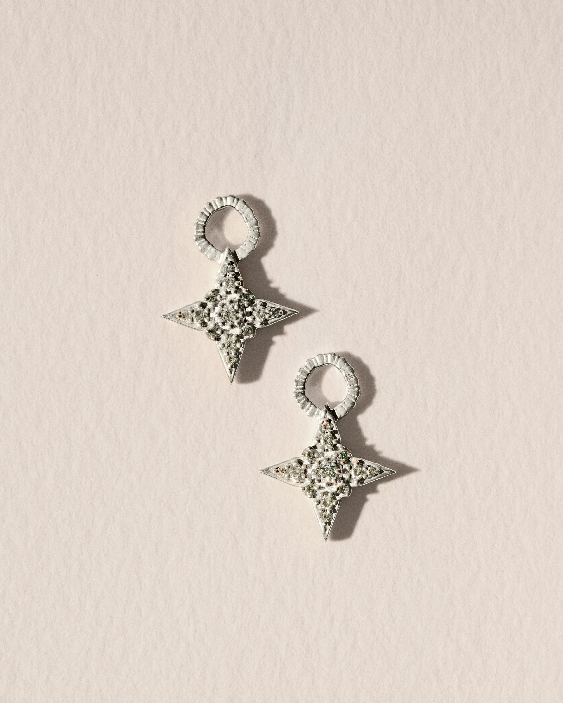Sterling silver star earring charms set with crystals